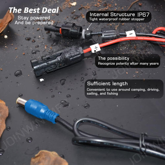 PORGENERO Solar Cable to 8mm Adapter Compatible with MC4 Connector 48" for GZ Products (Female Positive) (Blue)