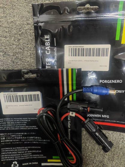 PORGENERO Solar Cable to 8mm Adapter Compatible with MC4 Connector 48" for GZ Products (Female Positive) (Blue)